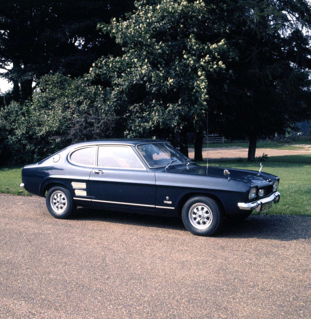 This archival image documents the 1971 Ford Capri MK I 2000 GT XLR automatic on scenic road and is preserved in the Ford Heritage Vault as part of Ford Motor Company's historic photographic archive. Free for personal, non-commercial use. Ford Heri...
