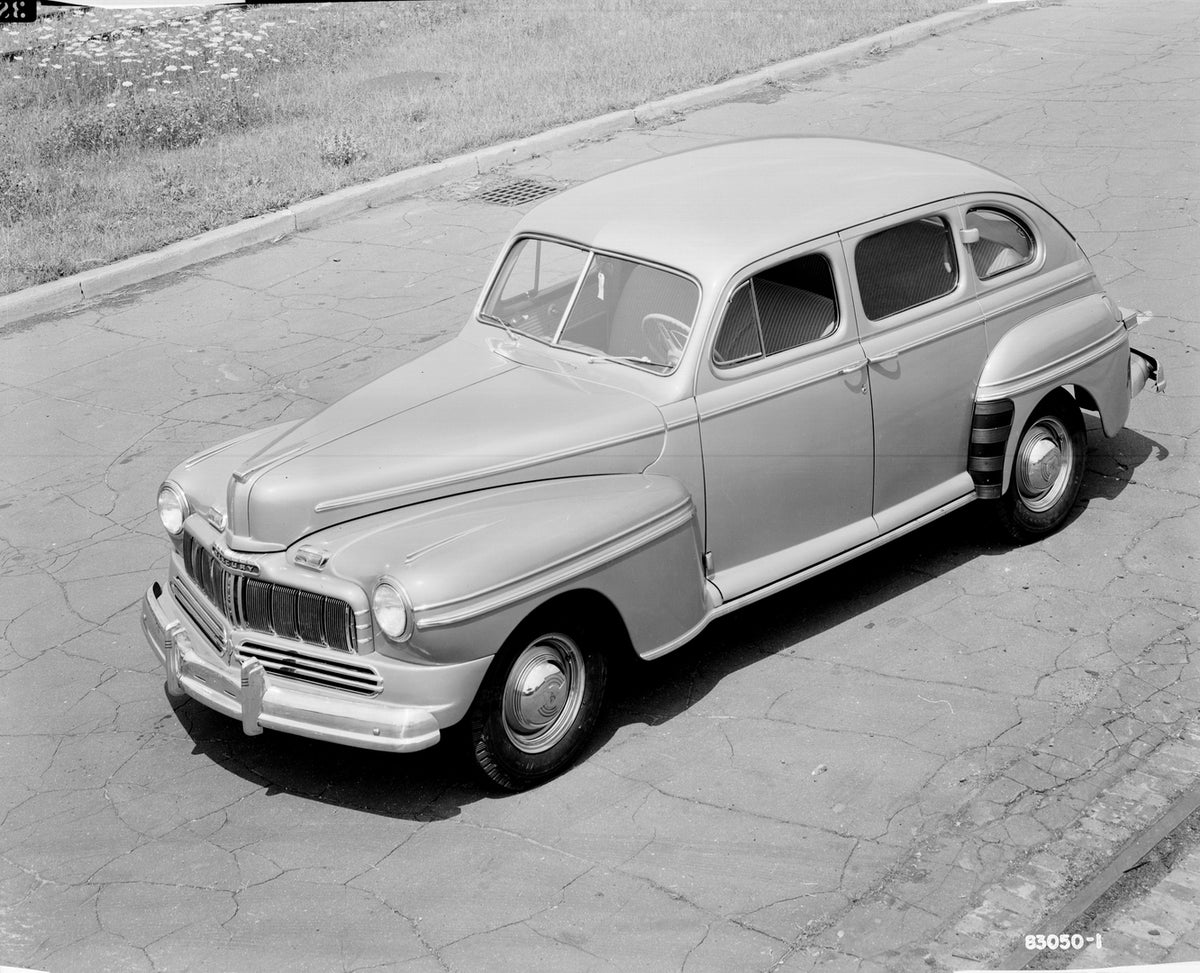 This archival image documents the 1946 Mercury Four-Door sedan and is preserved in the Ford Heritage Vault as part of Ford Motor Company's historic photographic archive. Free for personal, non-commercial use. Ford Heritage Vault reference AR-2008-...