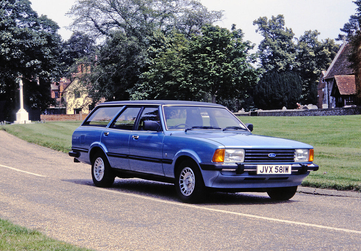 This archival image documents the 1980 Ford Cortina Ghia MK V Estate on scenic road 1980-835-2 and is preserved in the Ford Heritage Vault as part of Ford Motor Company's historic photographic archive. Free for personal, non-commercial use. Ford H...