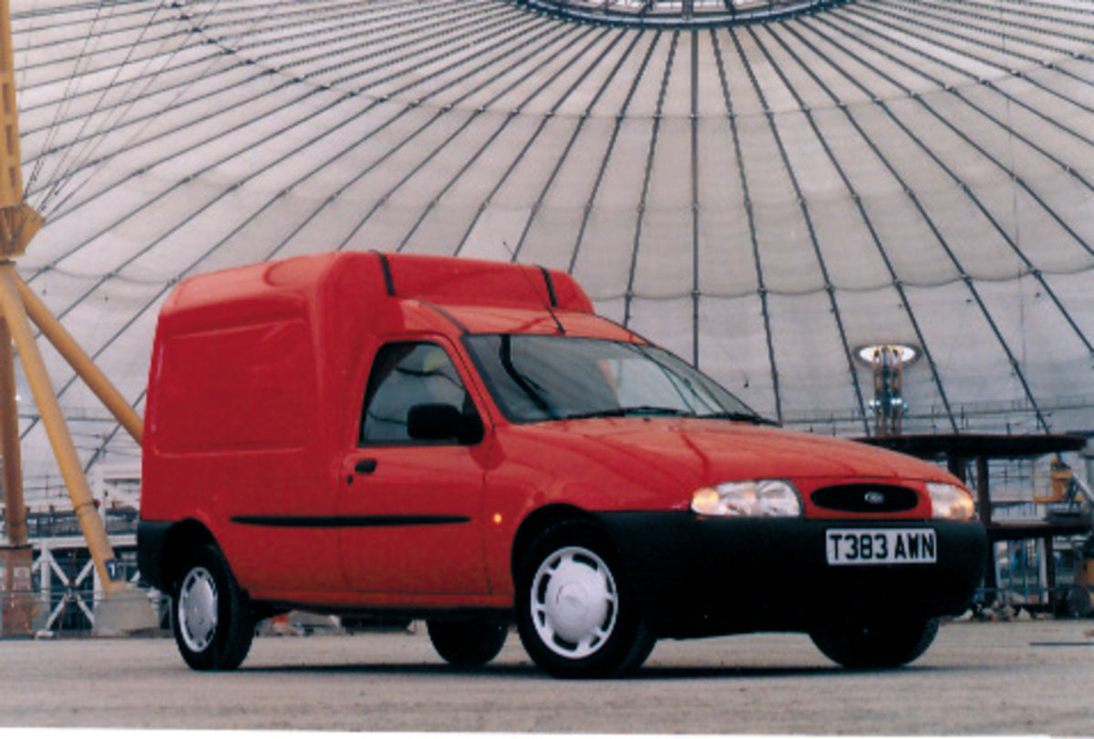 This archival image documents the 1999 Ford Courier inside of domed building and is preserved in the Ford Heritage Vault as part of Ford Motor Company's historic photographic archive. Free for personal, non-commercial use. Ford Heritage Vault refe...