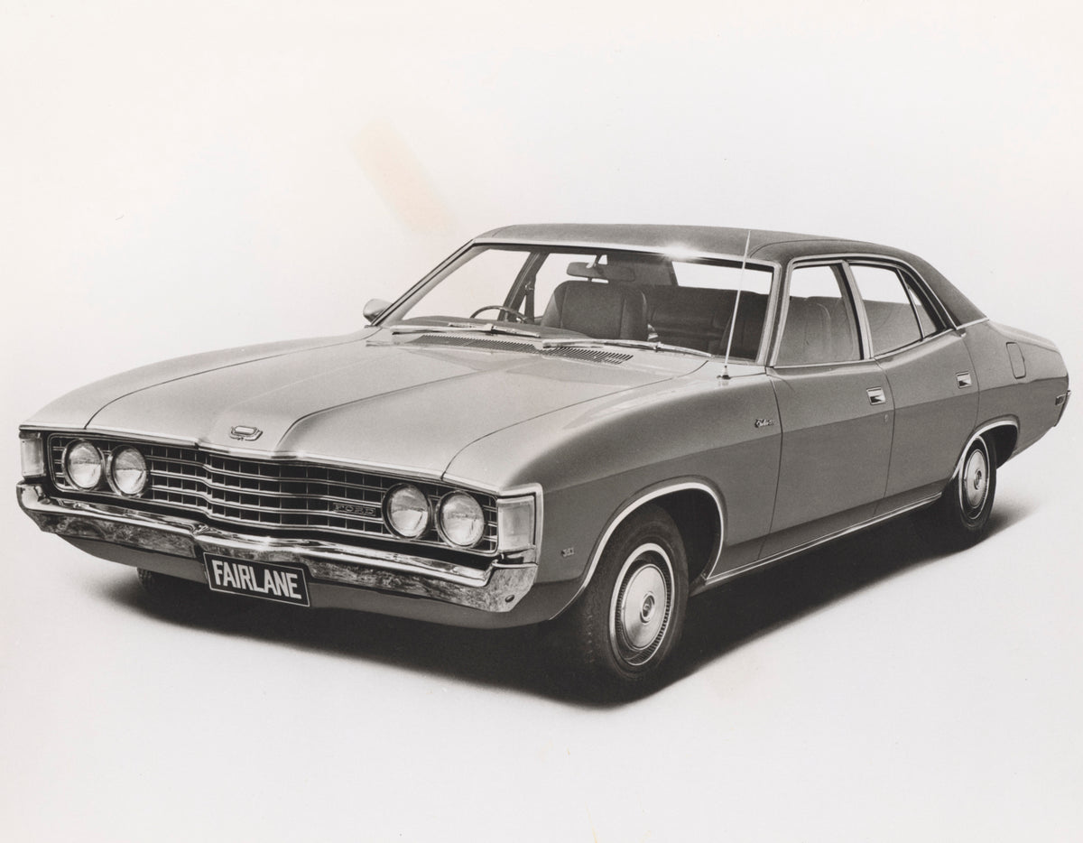 This archival image documents the 1973 Ford ZG Fairlane Sedan 500 Sedan Passenger Side Front End View FAP-2011-3 and is preserved in the Ford Heritage Vault as part of Ford Motor Company's historic photographic archive. Free for personal, non-comm...