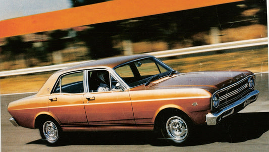 1966 Ford XR GT Falcon action shot on scenic road HV 1966-0156