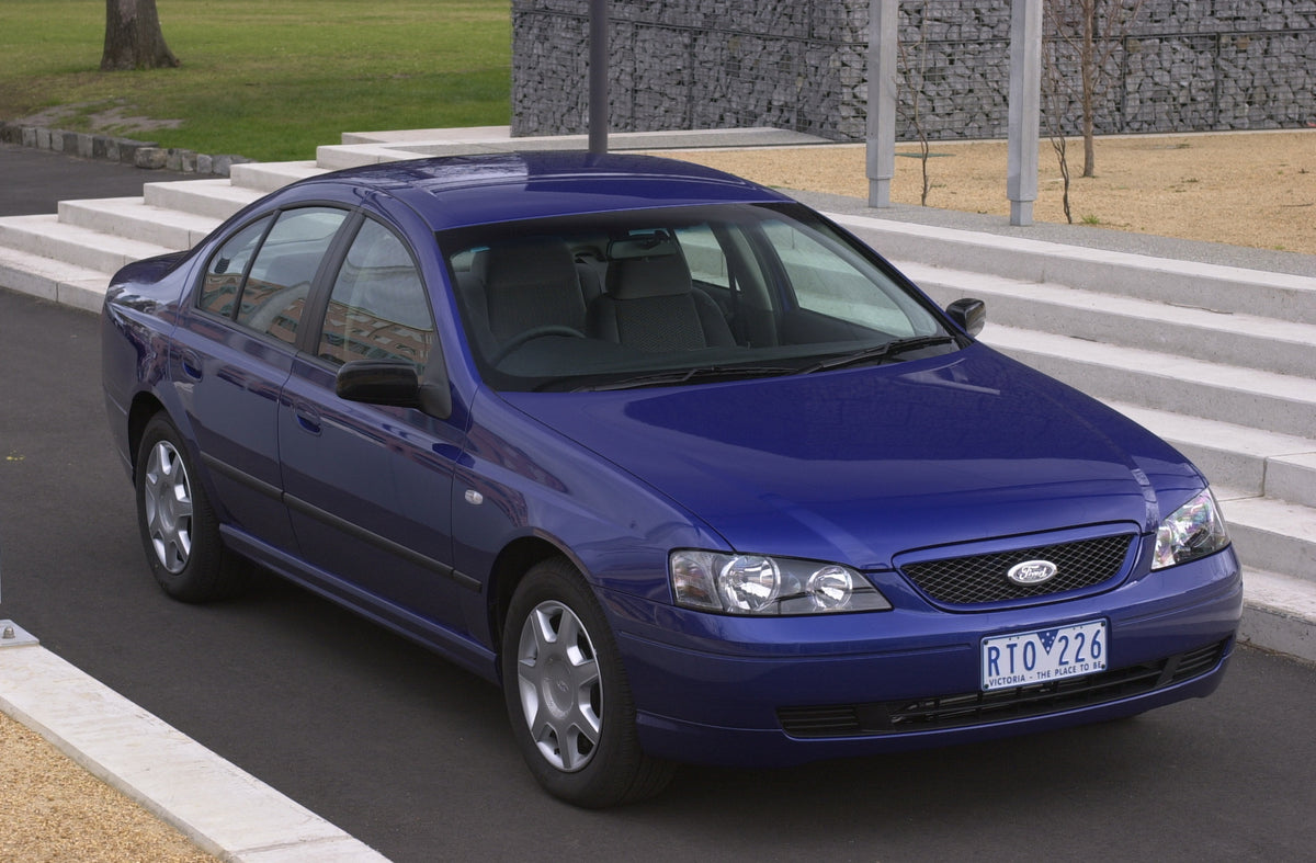 This archival image documents the 2002 Ford BA Falcon on scenic street DSC_4159 and is preserved in the Ford Heritage Vault as part of Ford Motor Company's historic photographic archive. Free for personal, non-commercial use. Ford Heritage Vault r...