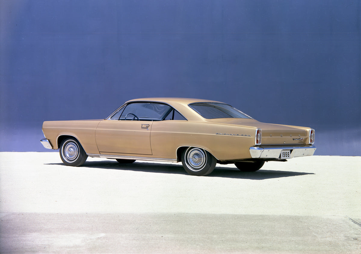 This archival image documents the 1966 Ford Fairlane 500 two-door hardtop and is preserved in the Ford Heritage Vault as part of Ford Motor Company's historic photographic archive. Free for personal, non-commercial use. Ford Heritage Vault referen...