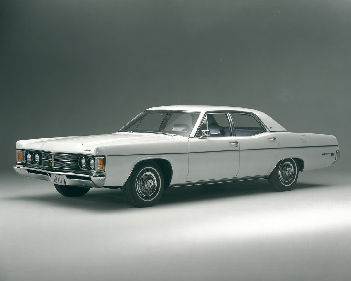 This archival image documents the 1970 Mercury Monterey four-door Side Angle and is preserved in the Ford Heritage Vault as part of Ford Motor Company's historic photographic archive. Free for personal, non-commercial use. Ford Heritage Vault refe...