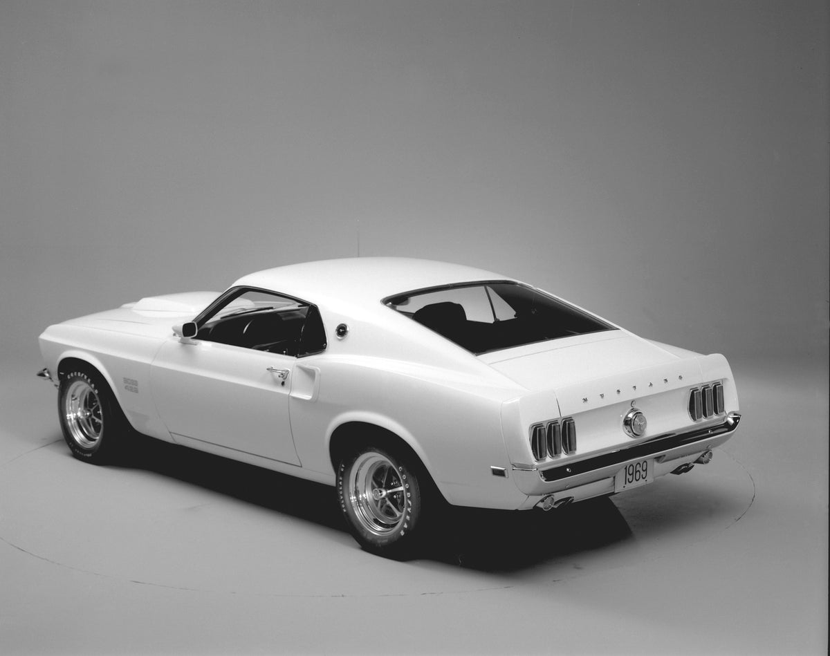 This archival image documents the 1969 Ford Mustang Boss 429 fastback in studio and is preserved in the Ford Heritage Vault as part of Ford Motor Company's historic photographic archive. Free for personal, non-commercial use. Ford Heritage Vault r...