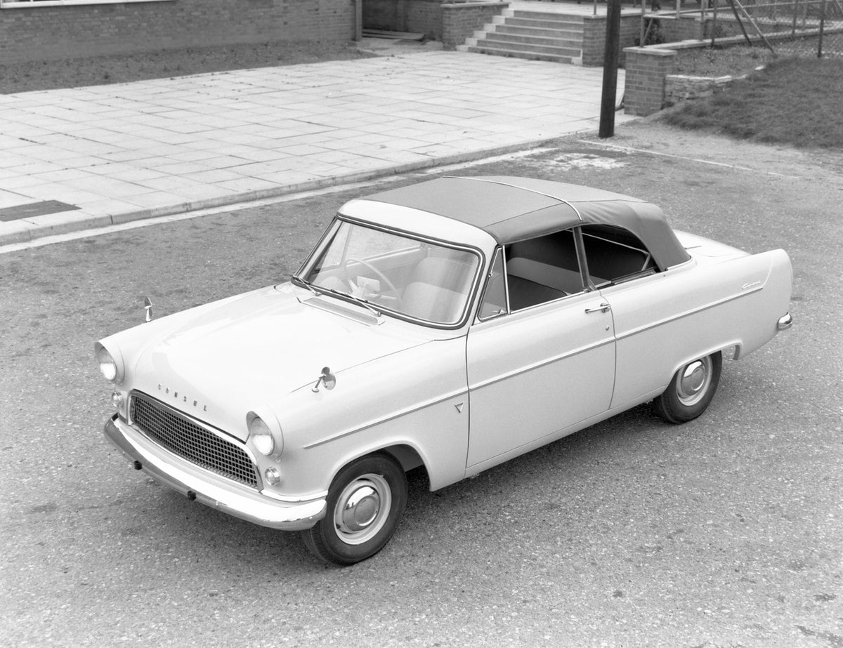 This archival image documents the 1957 Ford Consul convertible at Briggs Sports and is preserved in the Ford Heritage Vault as part of Ford Motor Company's historic photographic archive. Free for personal, non-commercial use. Ford Heritage Vault r...