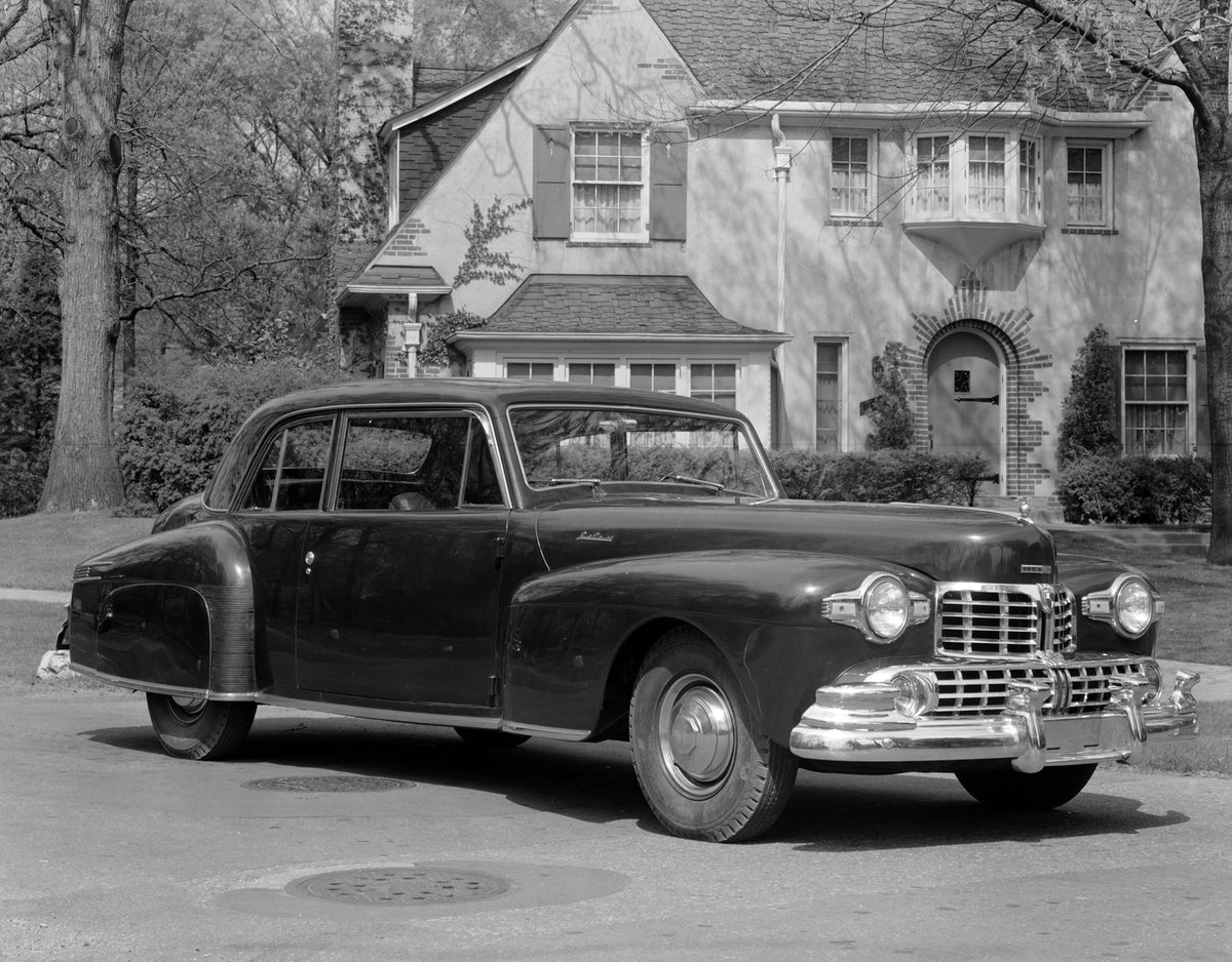 This archival image documents the 1946 Lincoln Continental Club Coupe and is preserved in the Ford Heritage Vault as part of Ford Motor Company's historic photographic archive. Free for personal, non-commercial use. Ford Heritage Vault reference A...