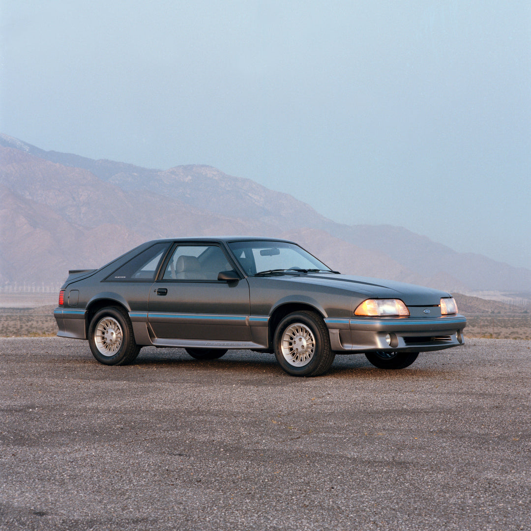 This archival image documents the 1987 Ford Mustang GT and is preserved in the Ford Heritage Vault as part of Ford Motor Company's historic photographic archive. Free for personal, non-commercial use. Ford Heritage Vault reference AR-2008-8.1.4.3497.