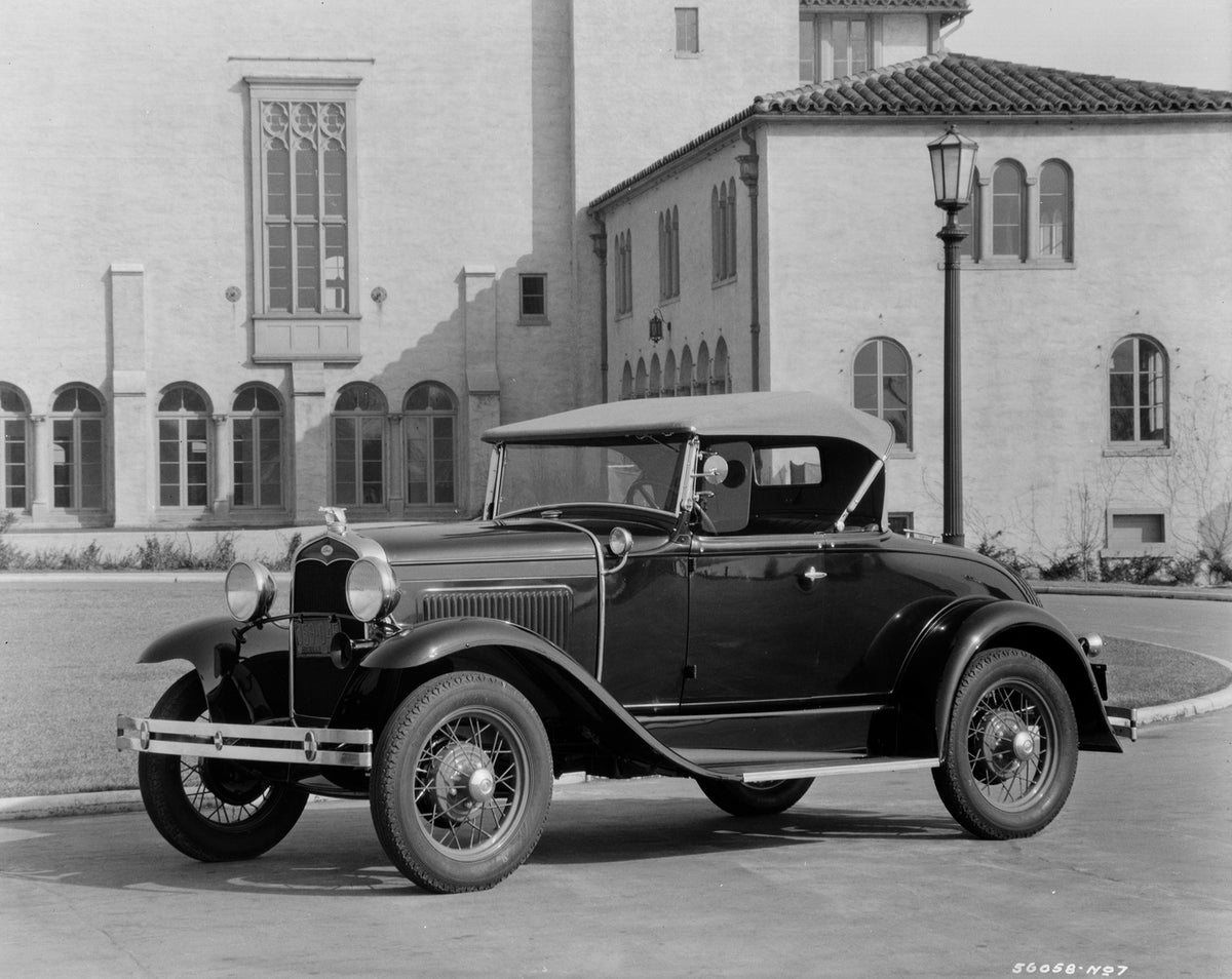 This archival image documents the 1931 Ford Model A DeLuxe Roadster and is preserved in the Ford Heritage Vault as part of Ford Motor Company's historic photographic archive. Free for personal, non-commercial use. Ford Heritage Vault reference AR-...