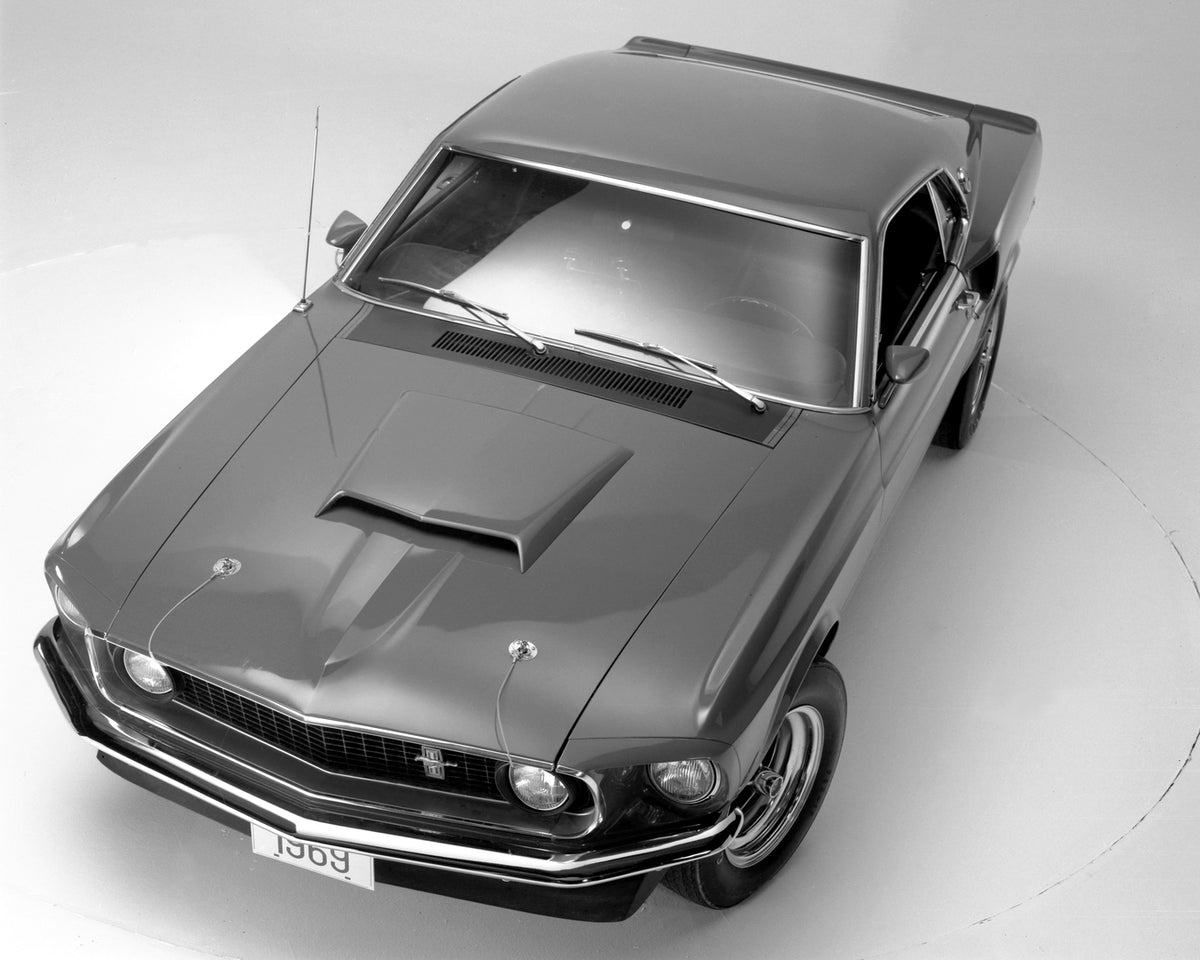 This archival image documents the 1969 Ford Mustang Boss 429 fastback in studio and is preserved in the Ford Heritage Vault as part of Ford Motor Company's historic photographic archive. Free for personal, non-commercial use. Ford Heritage Vault r...