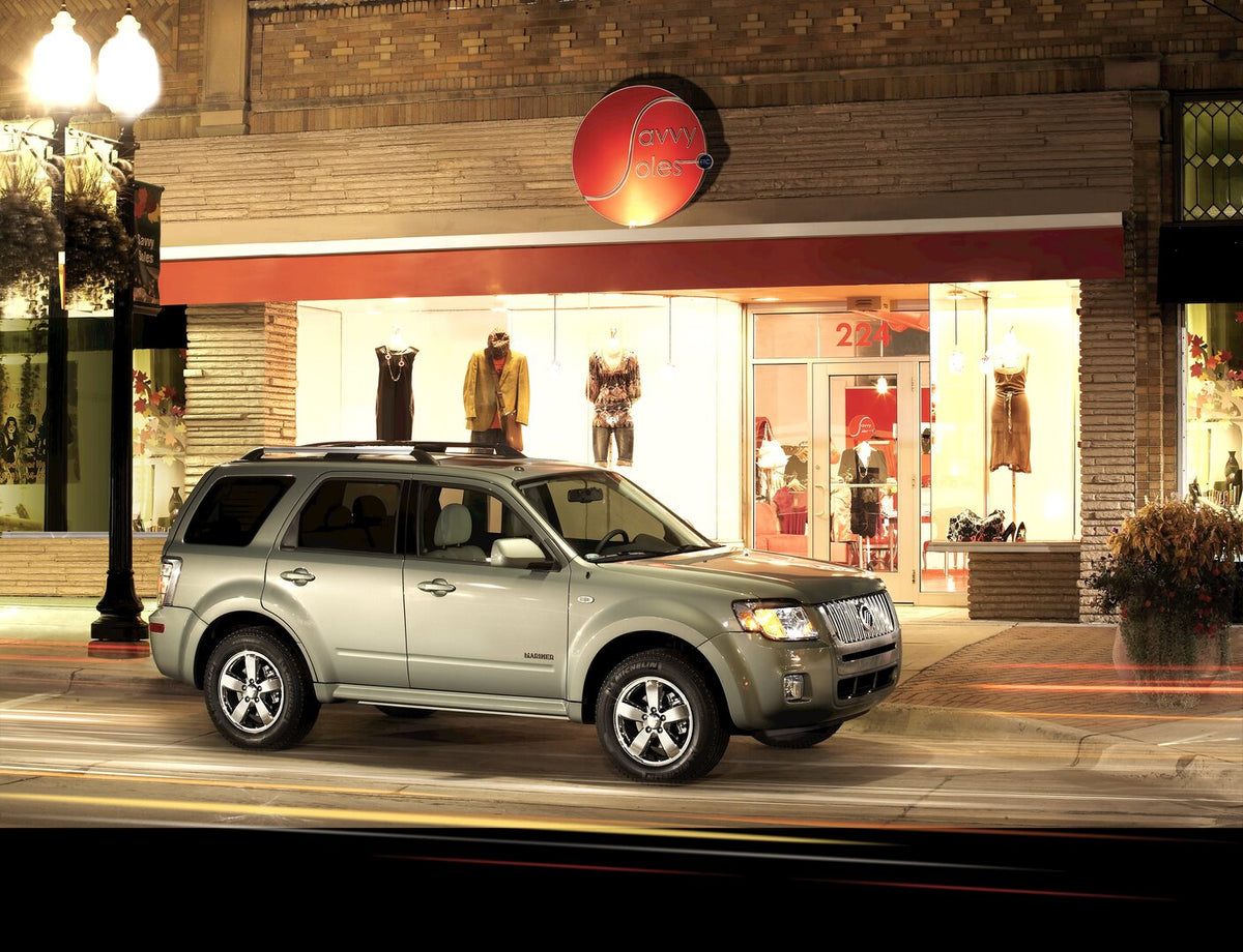 This archival image documents the 2008 Mercury Mariner Store Front and is preserved in the Ford Heritage Vault as part of Ford Motor Company's historic photographic archive. Free for personal, non-commercial use. Ford Heritage Vault reference AR-2...