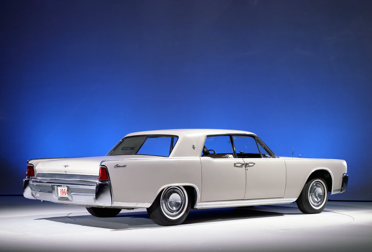 This archival image documents the 1964 Lincoln Continental coach door and is preserved in the Ford Heritage Vault as part of Ford Motor Company's historic photographic archive. Free for personal, non-commercial use. Ford Heritage Vault reference A...