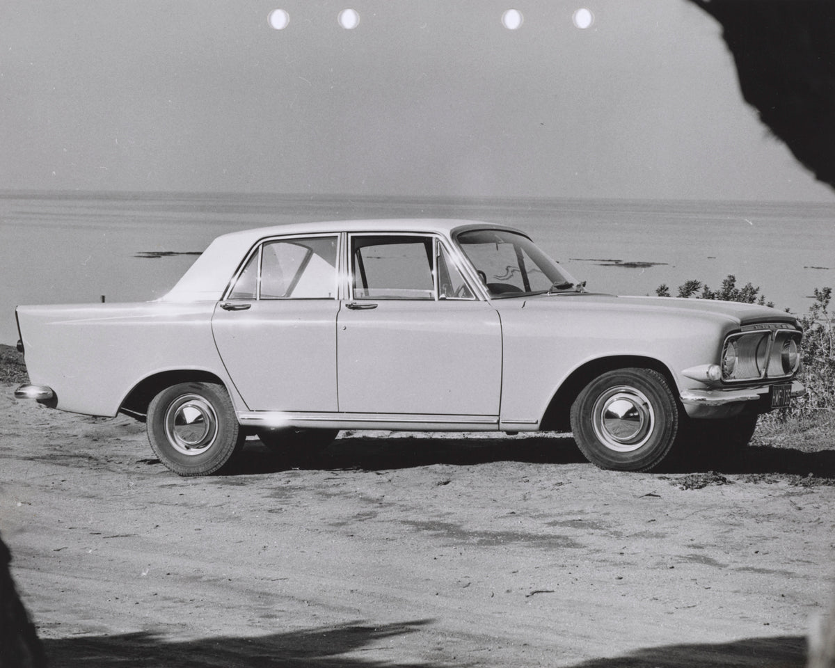 This archival image documents the 1962 Ford Zephyr Mark III Sedan Driver Side Front End View by the Coast FAP-2011-3 and is preserved in the Ford Heritage Vault as part of Ford Motor Company's historic photographic archive. Free for personal, non-...