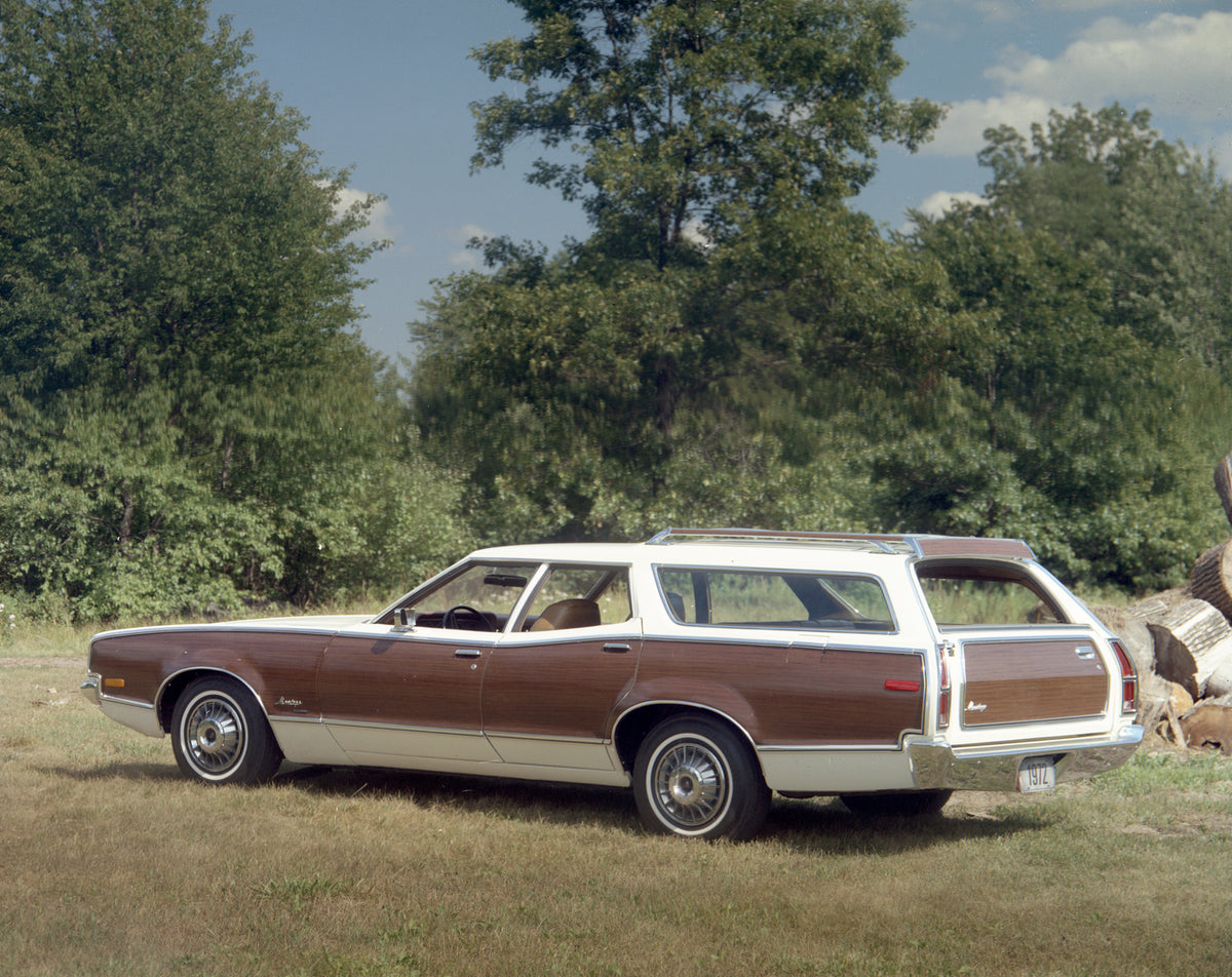 This archival image documents the 1972 Mercury Montego Villager station wagon with Trees in Background and is preserved in the Ford Heritage Vault as part of Ford Motor Company's historic photographic archive. Free for personal, non-commercial use...