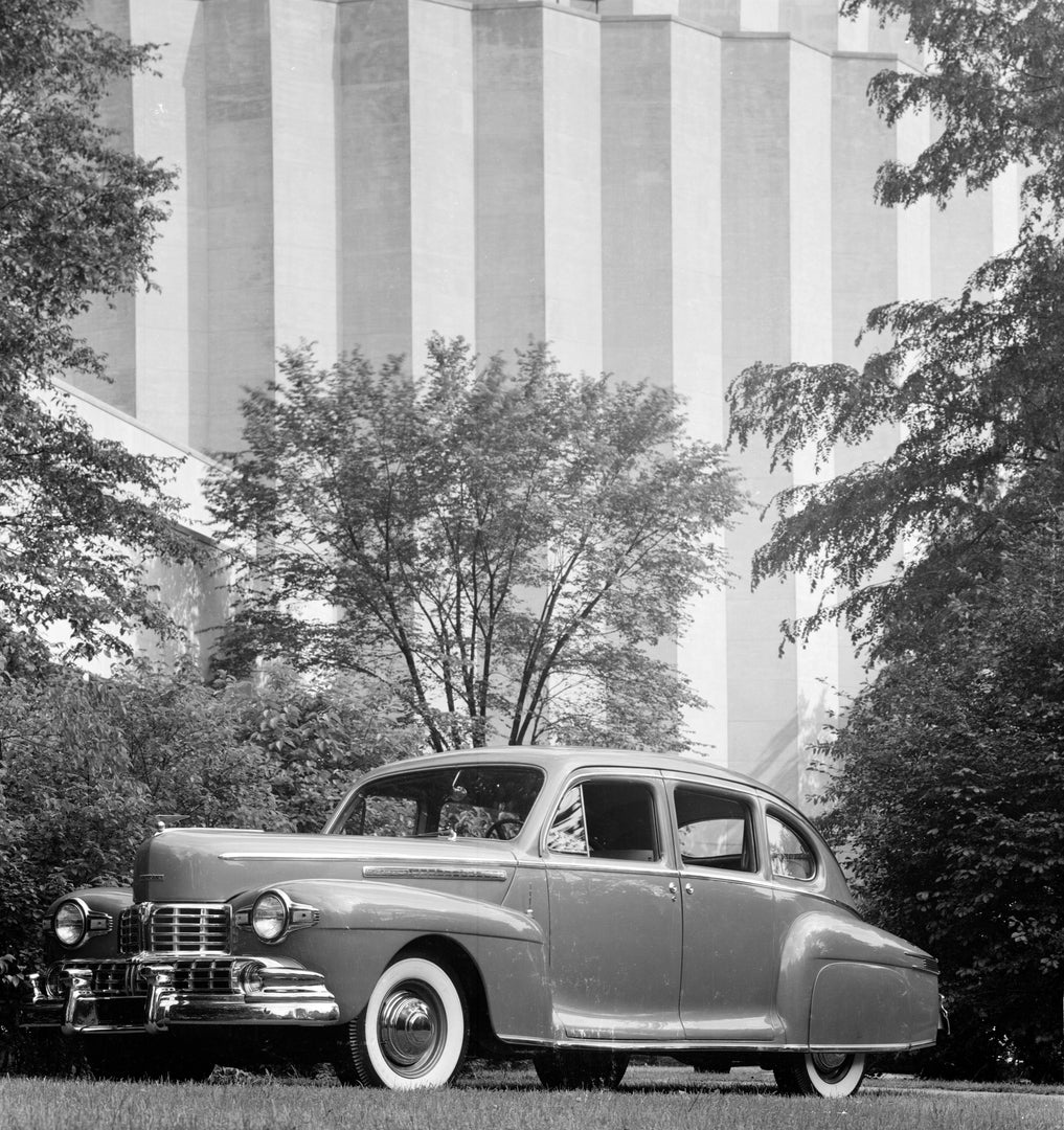This archival image documents the 1946 Lincoln four door and is preserved in the Ford Heritage Vault as part of Ford Motor Company's historic photographic archive. Free for personal, non-commercial use. Ford Heritage Vault reference AR-2008-8.1.1....