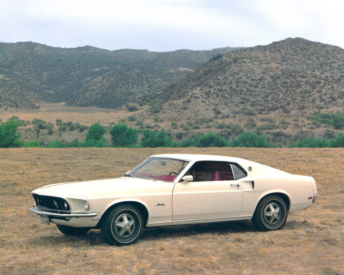 This archival image documents the 1969 Ford Mustang fastback scenic and is preserved in the Ford Heritage Vault as part of Ford Motor Company's historic photographic archive. Free for personal, non-commercial use. Ford Heritage Vault reference AR-...