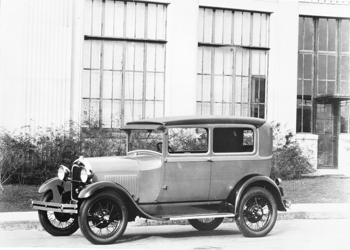 This archival image documents the 1928 Ford Model A Tudor Sedan and is preserved in the Ford Heritage Vault as part of Ford Motor Company's historic photographic archive. Free for personal, non-commercial use. Ford Heritage Vault reference AR-2008...