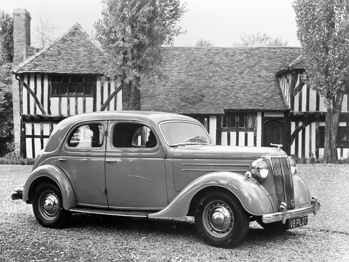 This archival image documents the 1947 Ford V8 Pilot in front of scenic house 19 E 2 and is preserved in the Ford Heritage Vault as part of Ford Motor Company's historic photographic archive. Free for personal, non-commercial use. Ford Heritage Va...