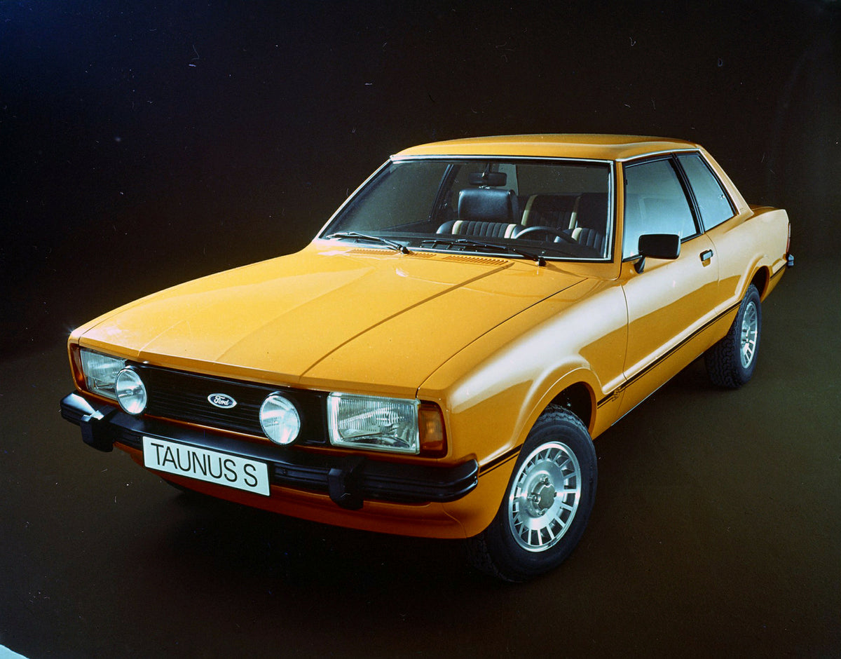 This archival image documents the 1975 Ford Taunus S in studio and is preserved in the Ford Heritage Vault as part of Ford Motor Company's historic photographic archive. Free for personal, non-commercial use. Ford Heritage Vault reference AR-2000-...