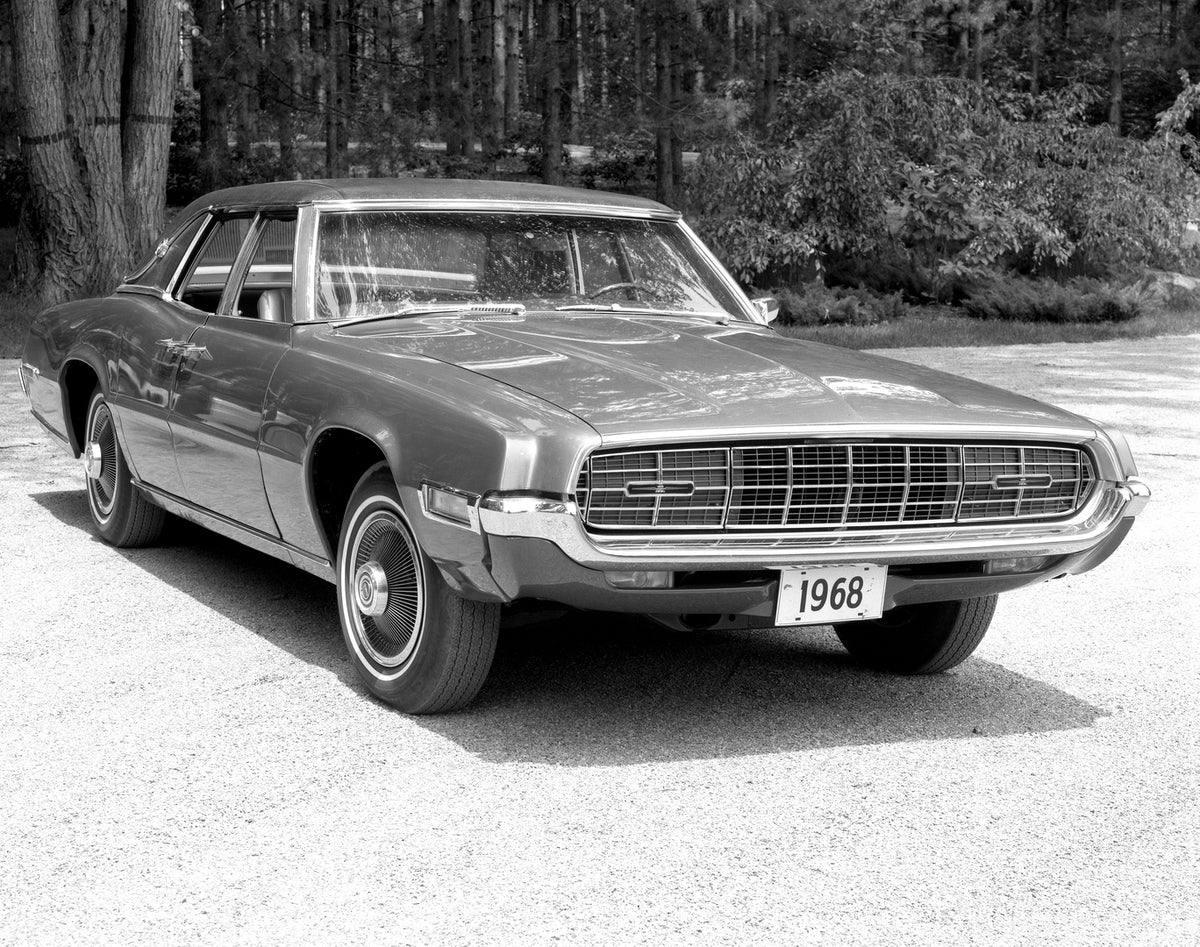This archival image documents the 1968 Ford Thunderbird Landau four-door and is preserved in the Ford Heritage Vault as part of Ford Motor Company's historic photographic archive. Free for personal, non-commercial use. Ford Heritage Vault referenc...