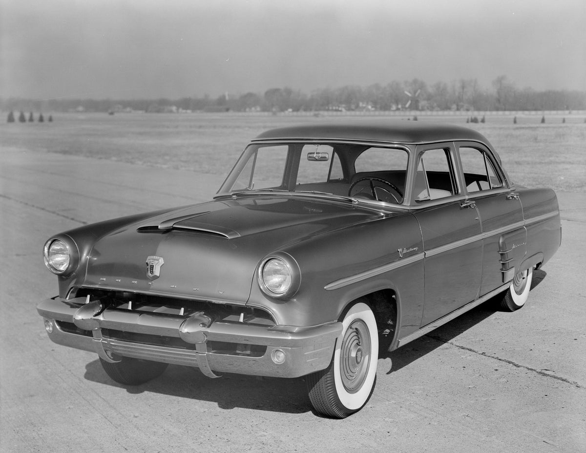 This archival image documents the 1953 Mercury Monterey four door Front Angle and is preserved in the Ford Heritage Vault as part of Ford Motor Company's historic photographic archive. Free for personal, non-commercial use. Ford Heritage Vault ref...