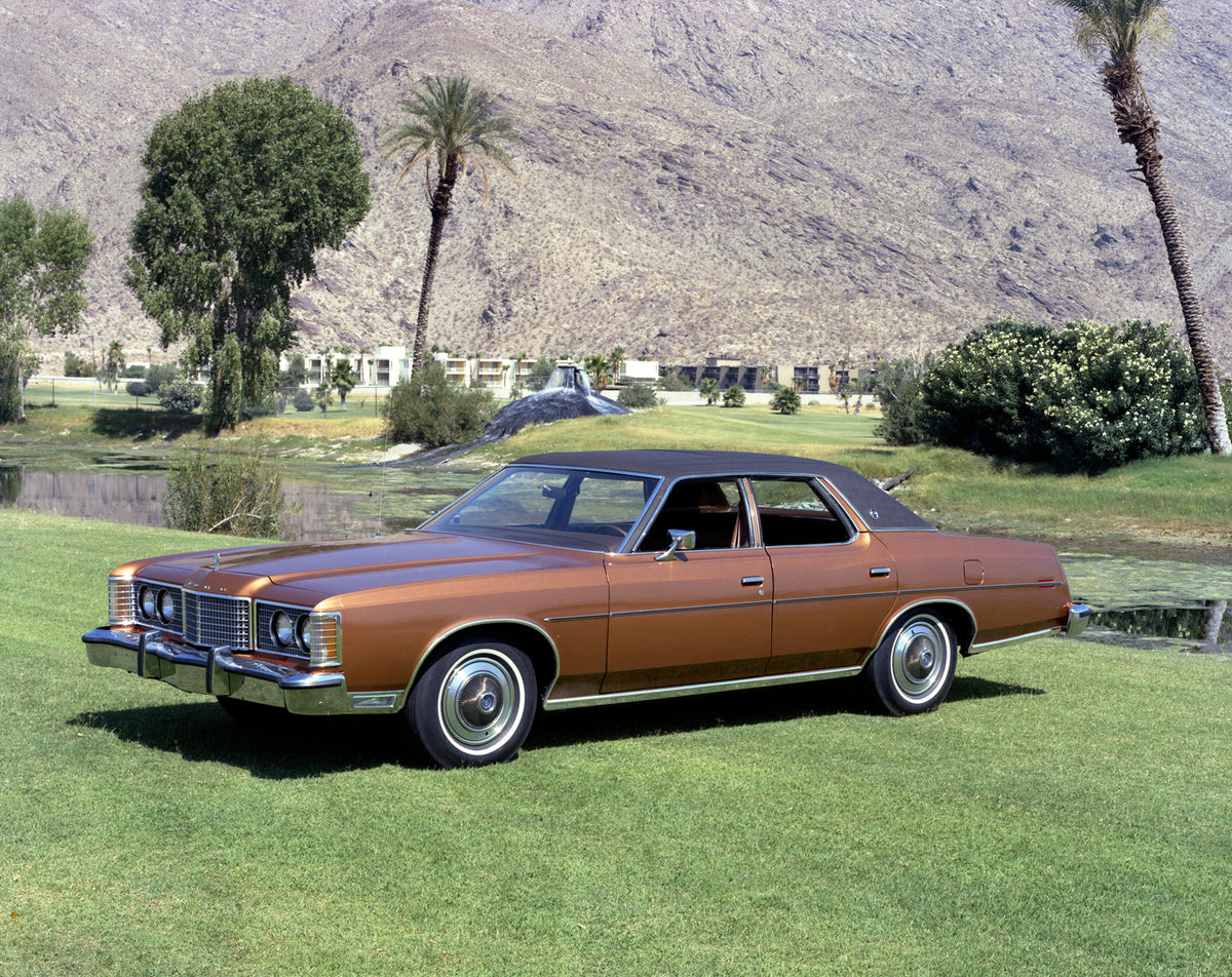 This archival image documents the 1974 Ford LTD four-door sedan and is preserved in the Ford Heritage Vault as part of Ford Motor Company's historic photographic archive. Free for personal, non-commercial use. Ford Heritage Vault reference AR-2008...