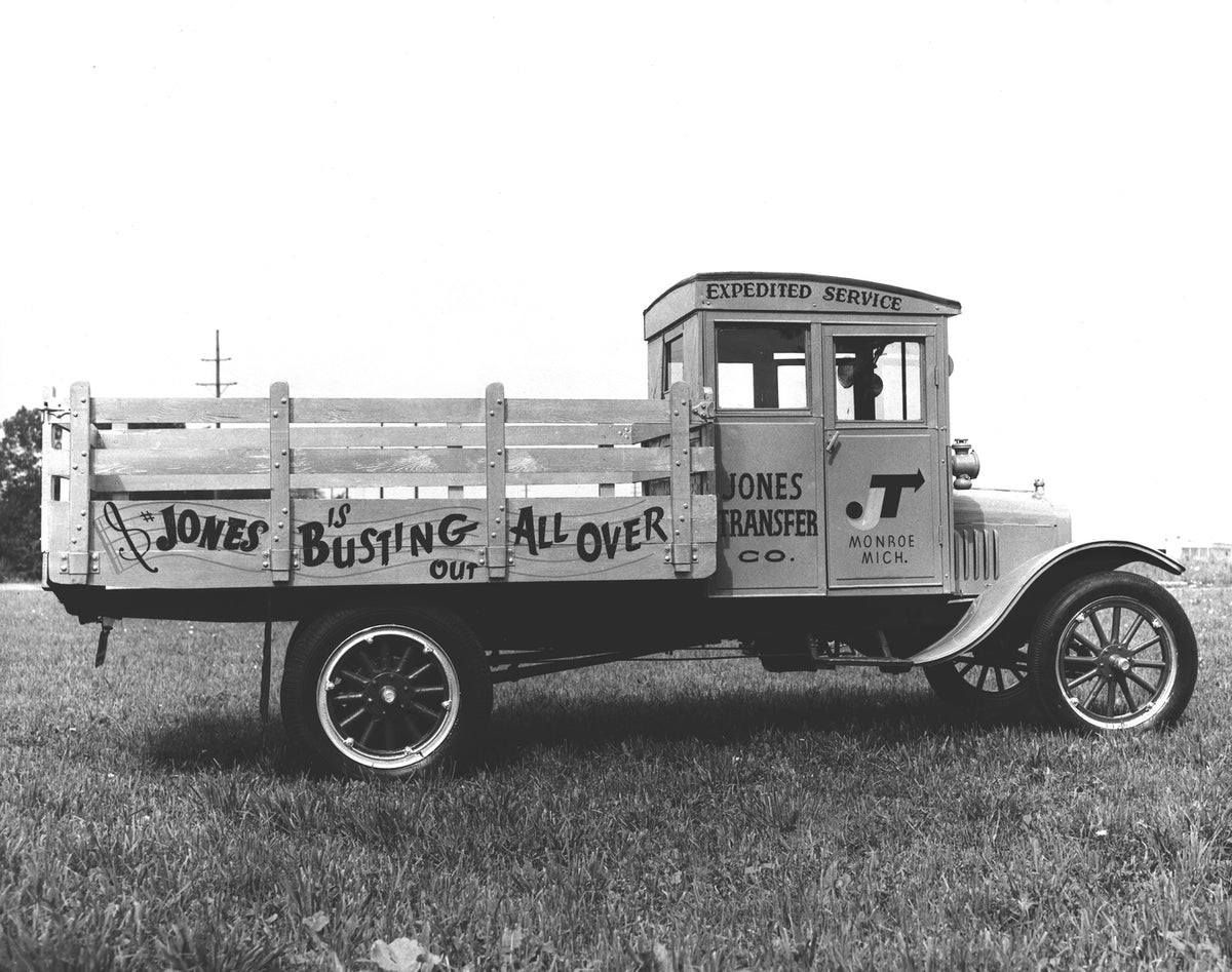 This archival image documents the 1923 Ford Model T truck and is preserved in the Ford Heritage Vault as part of Ford Motor Company's historic photographic archive. Free for personal, non-commercial use. Ford Heritage Vault reference AR-2008-8.1.4...