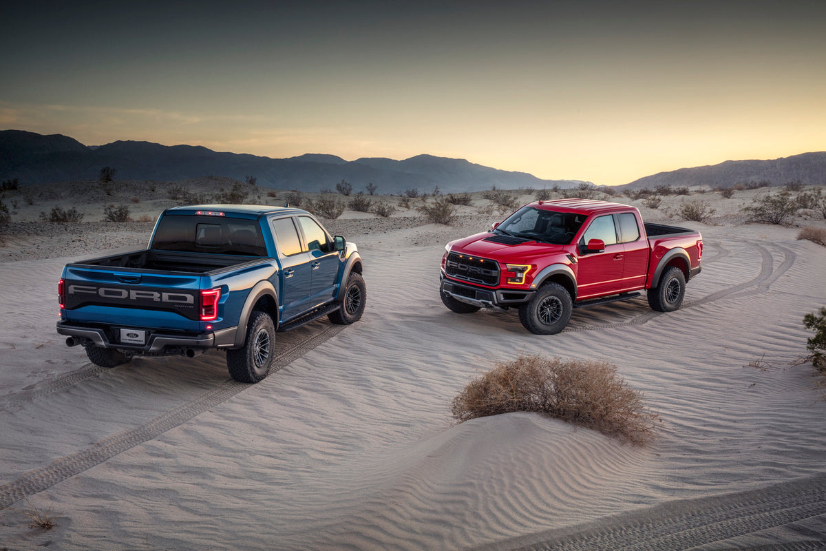 This archival image documents the 2019 Ford F-150 Raptors in desert 3U0A0694_C1 and is preserved in the Ford Heritage Vault as part of Ford Motor Company's historic photographic archive. Free for personal, non-commercial use. Ford Heritage Vault r...
