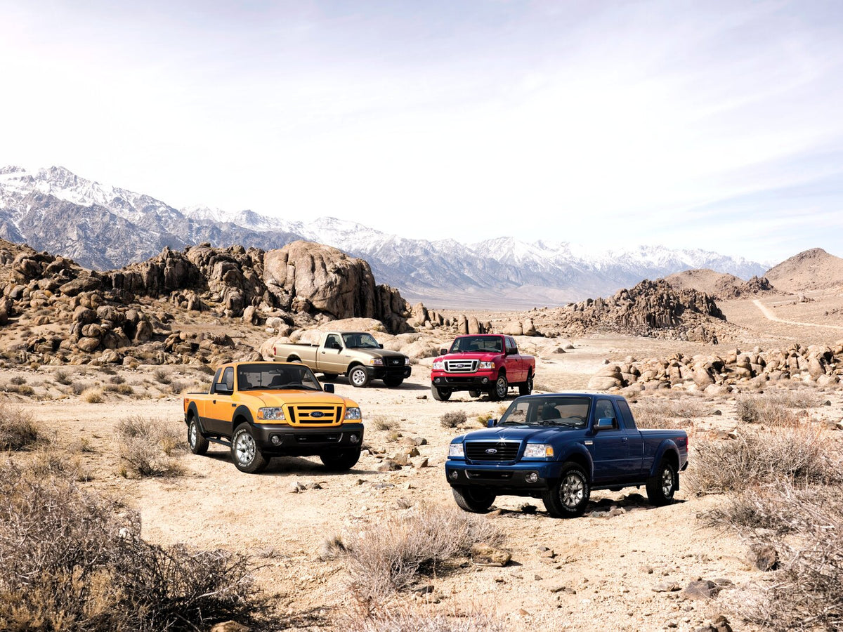 This archival image documents the 2008 Ford Ranger in mountains and is preserved in the Ford Heritage Vault as part of Ford Motor Company's historic photographic archive. Free for personal, non-commercial use. Ford Heritage Vault reference AR-2008...