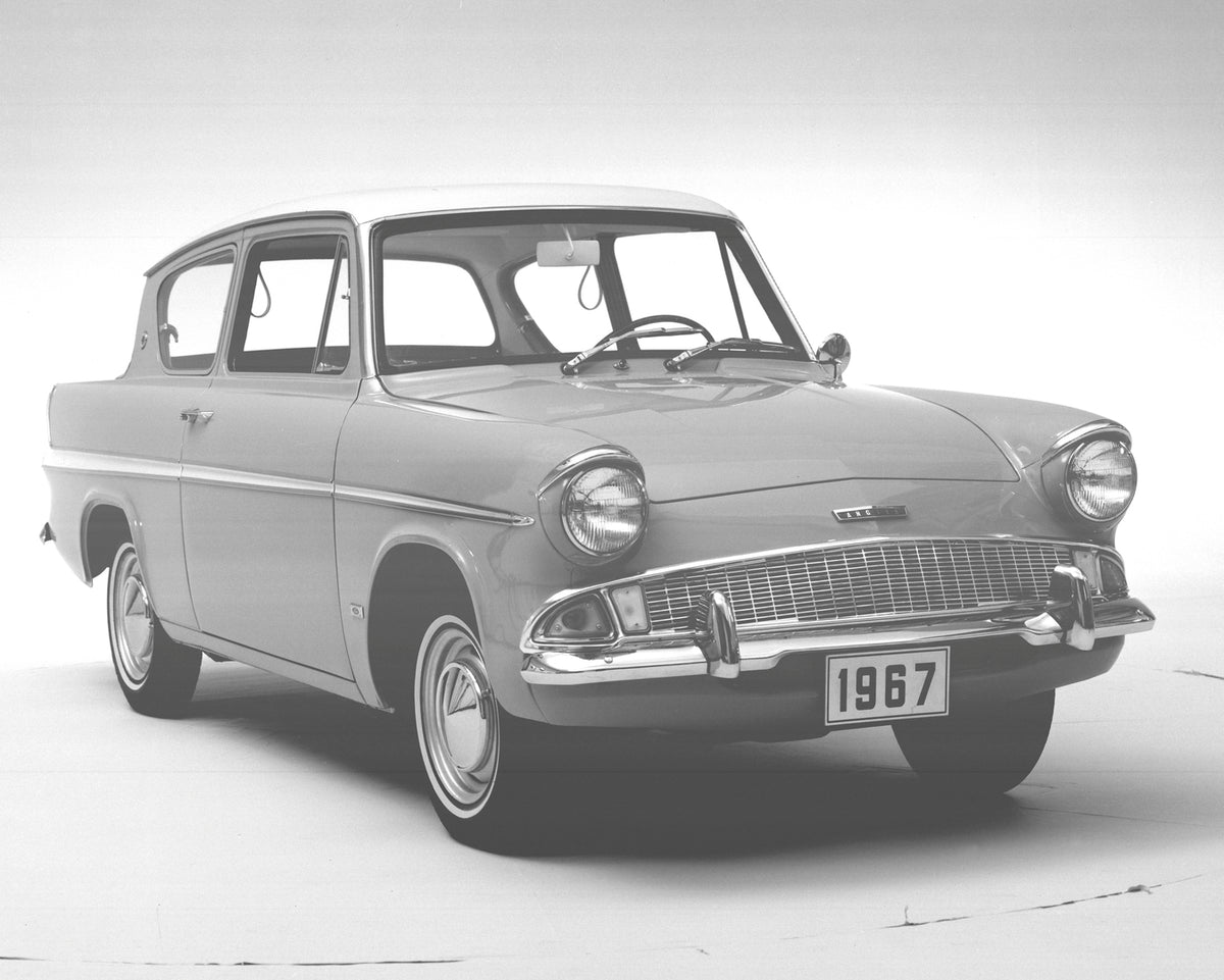 This archival image documents the 1967 Ford Anglia 105E in studio and is preserved in the Ford Heritage Vault as part of Ford Motor Company's historic photographic archive. Free for personal, non-commercial use. Ford Heritage Vault reference AR-20...