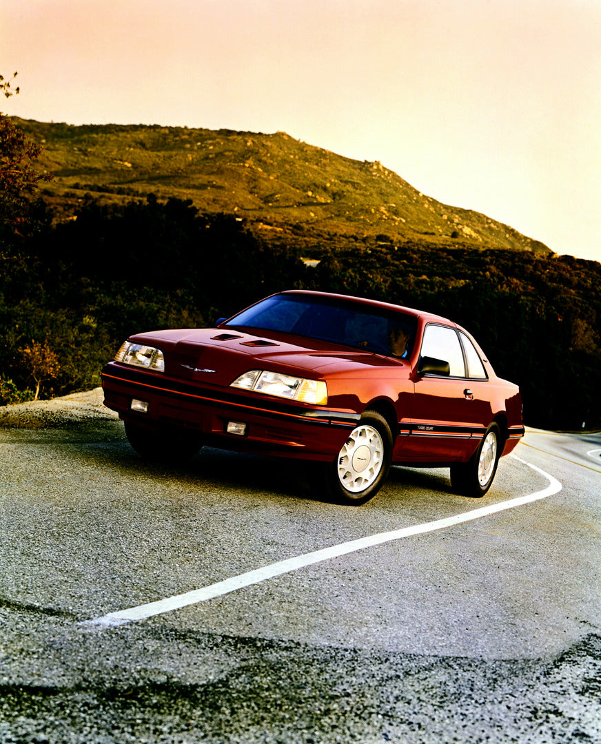 This archival image documents the 1987 Ford Thunderbird Turbo Coupe two-door and is preserved in the Ford Heritage Vault as part of Ford Motor Company's historic photographic archive. Free for personal, non-commercial use. Ford Heritage Vault refe...