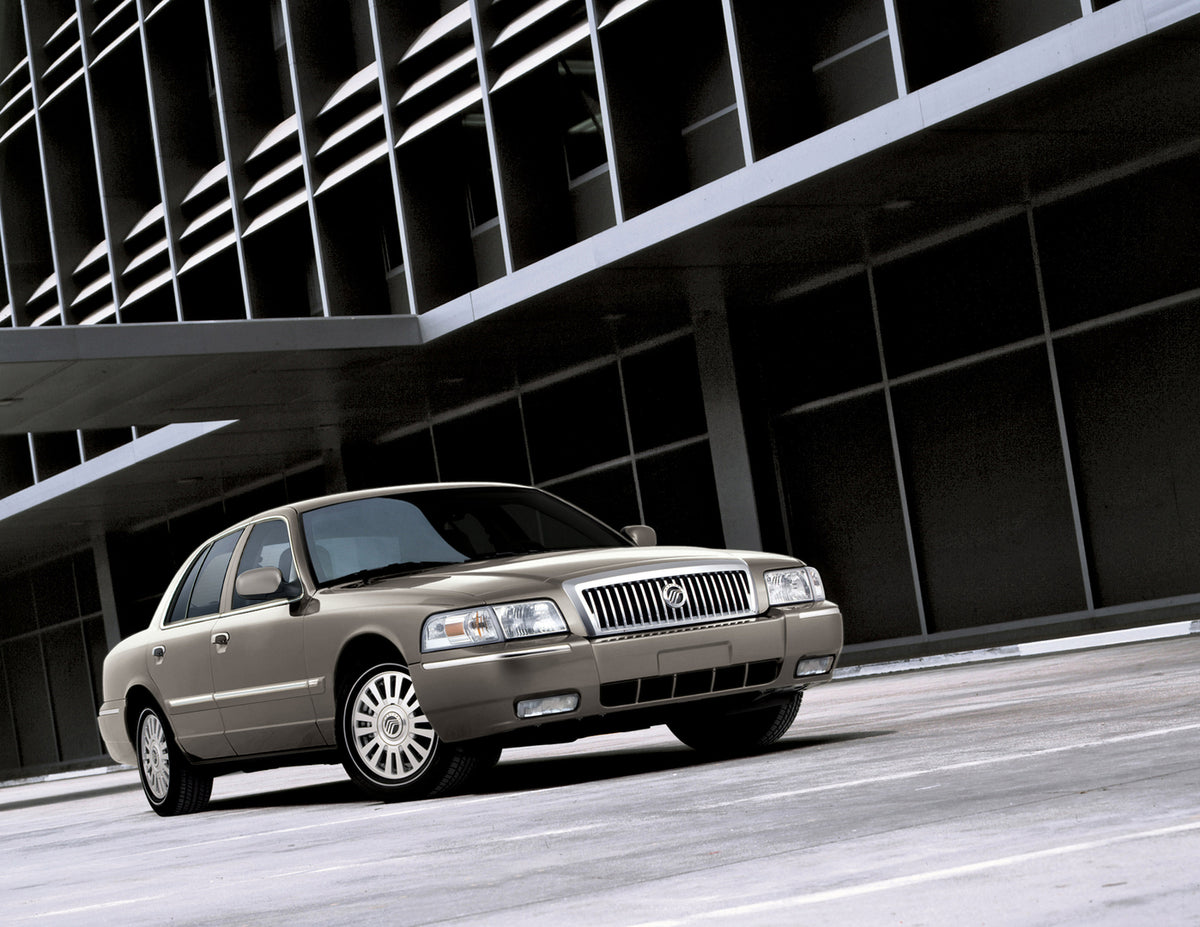 This archival image documents the 2006 Mercury Grand Marquis and is preserved in the Ford Heritage Vault as part of Ford Motor Company's historic photographic archive. Free for personal, non-commercial use. Ford Heritage Vault reference AR-2008-8....