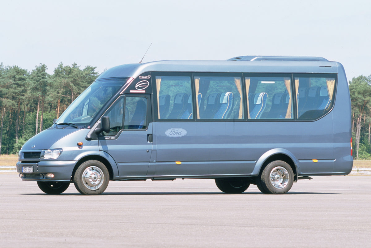 This archival image documents the 2003 Ford Transit Bonito Mark IV 17 Seat Bus Conversion side view in scenic parking lot and is preserved in the Ford Heritage Vault as part of Ford Motor Company's historic photographic archive. Free for personal,...