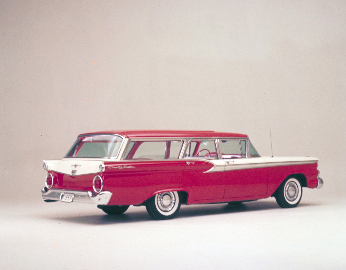 This archival image documents the 1959 Ford Country Sedan station wagon and is preserved in the Ford Heritage Vault as part of Ford Motor Company's historic photographic archive. Free for personal, non-commercial use. Ford Heritage Vault reference...