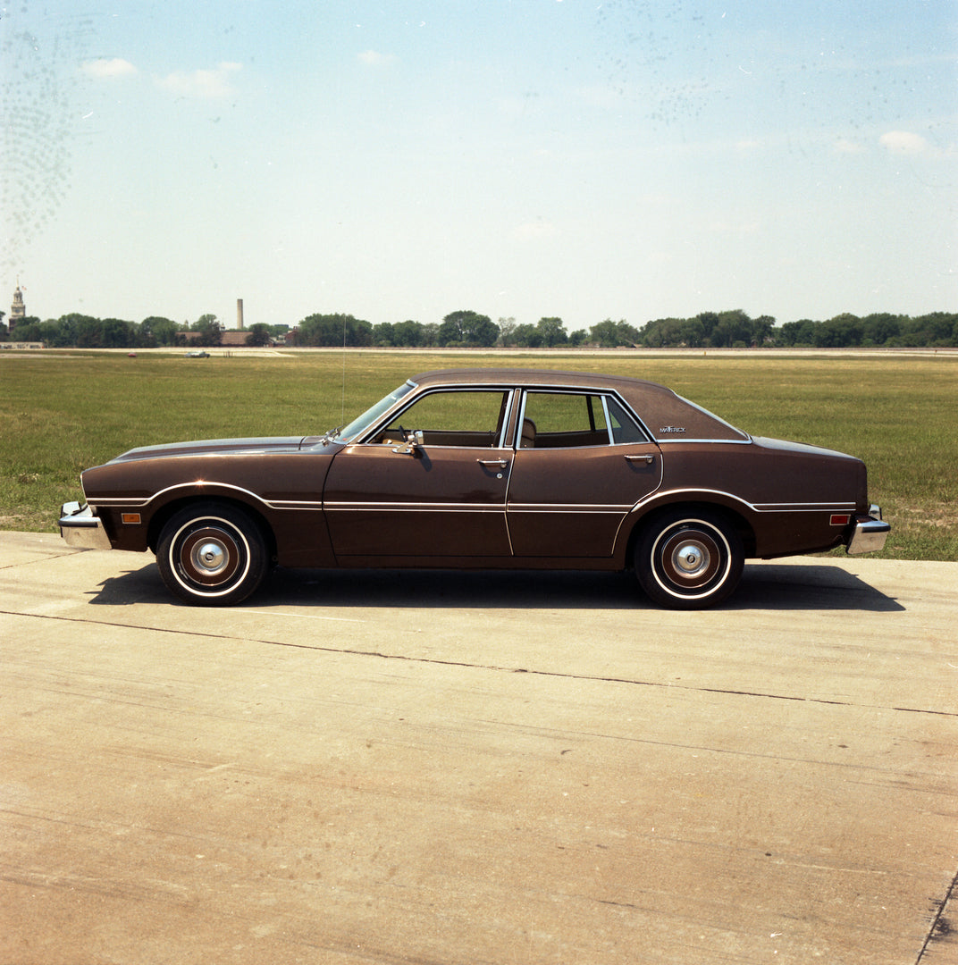 This archival image documents the 1975 Ford Maverick and is preserved in the Ford Heritage Vault as part of Ford Motor Company's historic photographic archive. Free for personal, non-commercial use. Ford Heritage Vault reference AR-2008-8.1.4.5646.