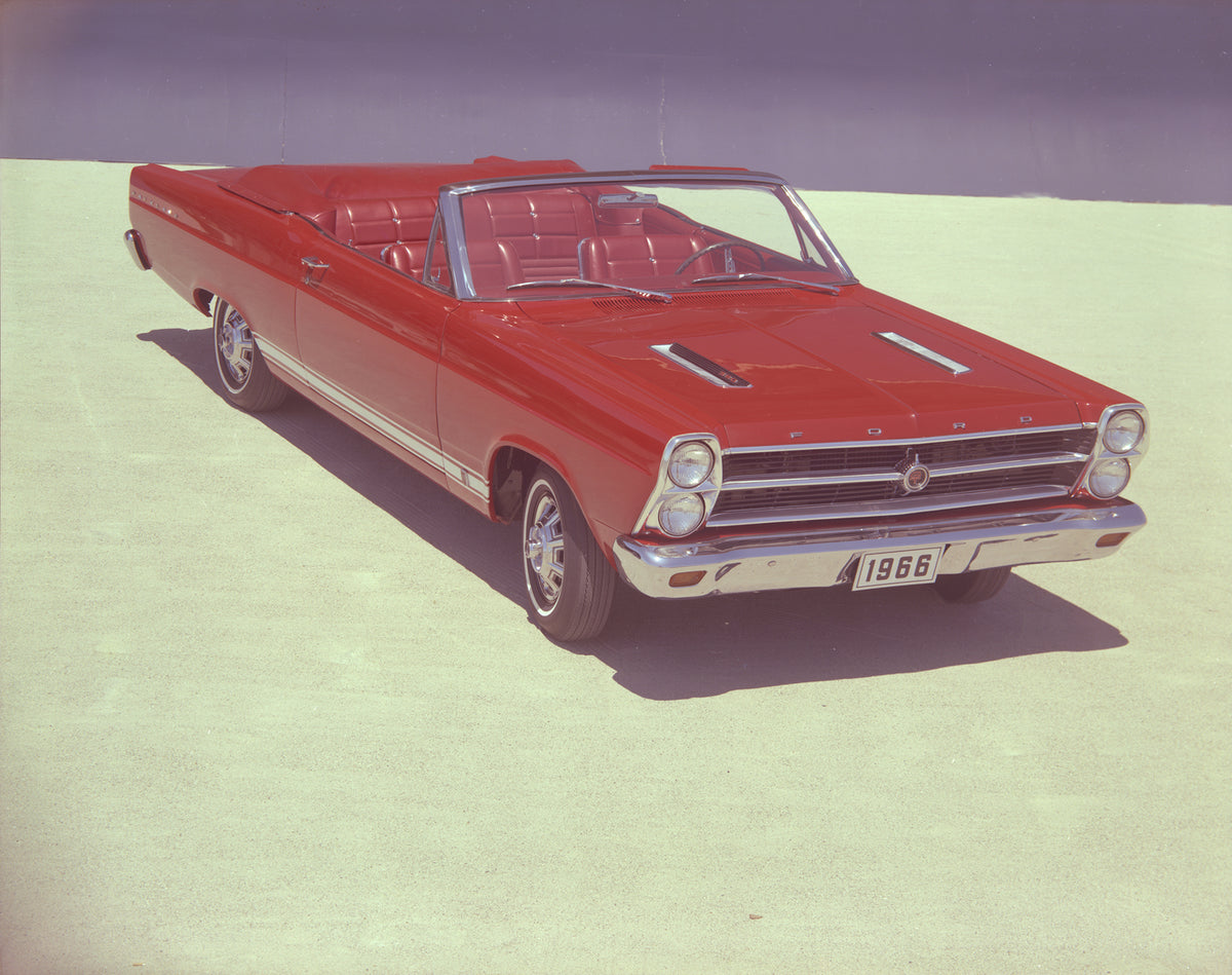 This archival image documents the 1966 Ford Fairlane GT convertible and is preserved in the Ford Heritage Vault as part of Ford Motor Company's historic photographic archive. Free for personal, non-commercial use. Ford Heritage Vault reference AR-...