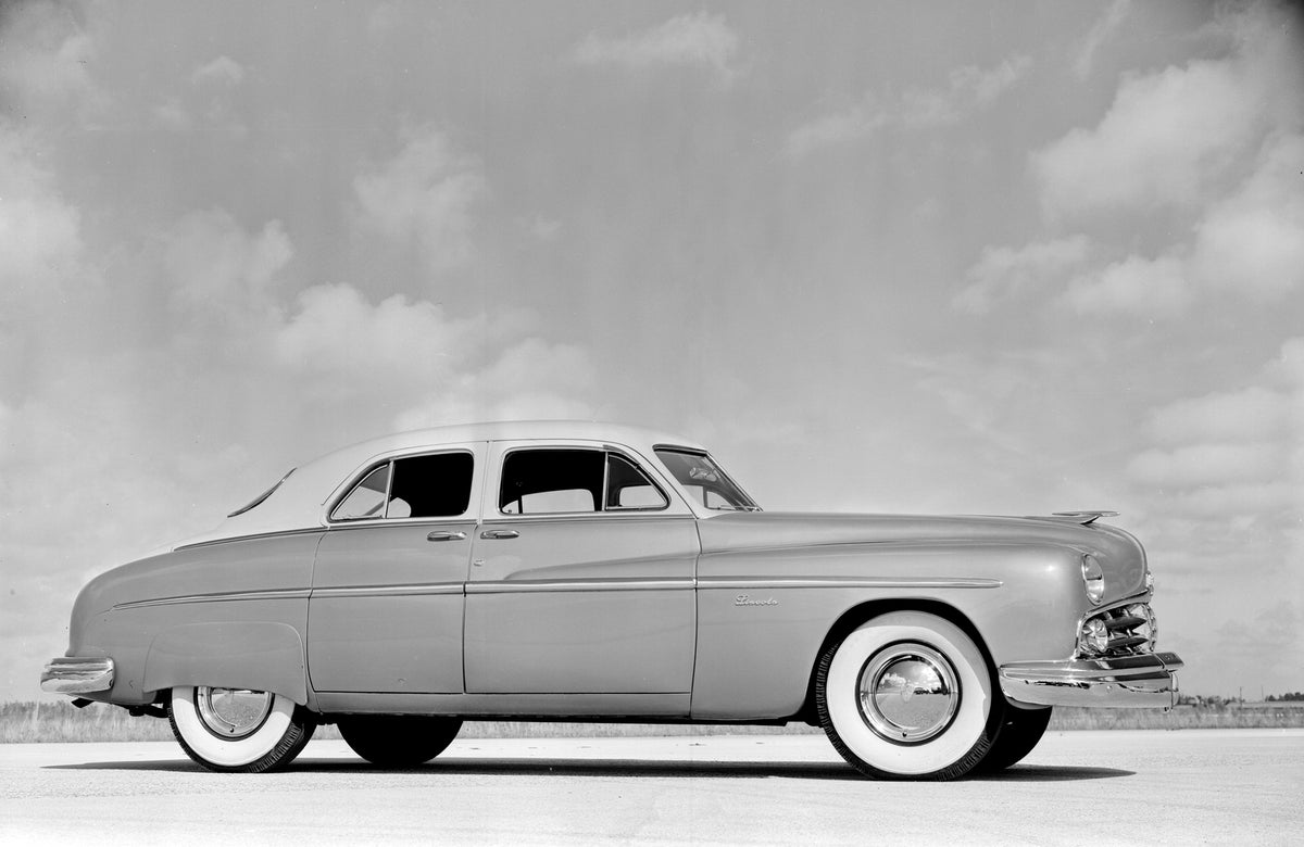 This archival image documents the 1949 Lincoln Sport Sedan and is preserved in the Ford Heritage Vault as part of Ford Motor Company's historic photographic archive. Free for personal, non-commercial use. Ford Heritage Vault reference AR-2008-8.1....