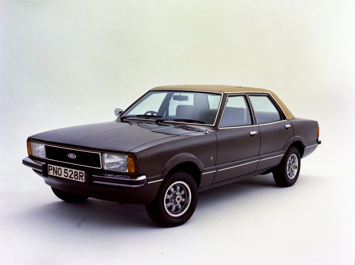 This archival image documents the 1976 Ford Cortina MK IV Ghia in studio and is preserved in the Ford Heritage Vault as part of Ford Motor Company's historic photographic archive. Free for personal, non-commercial use. Ford Heritage Vault referenc...