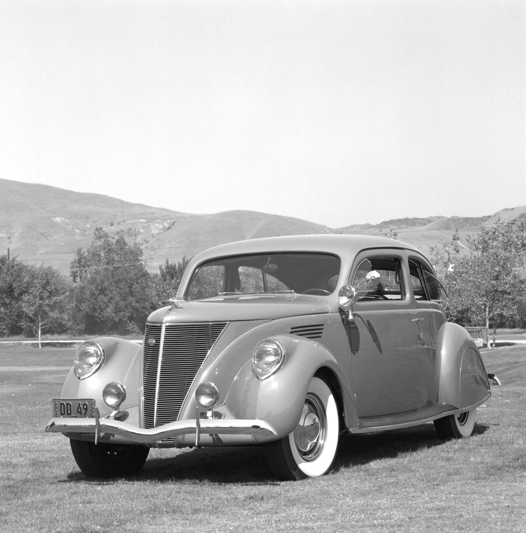 This archival image documents the 1937 Lincoln Zephyr and is preserved in the Ford Heritage Vault as part of Ford Motor Company's historic photographic archive. Free for personal, non-commercial use. Ford Heritage Vault reference AR-2008-8.1.1.98.