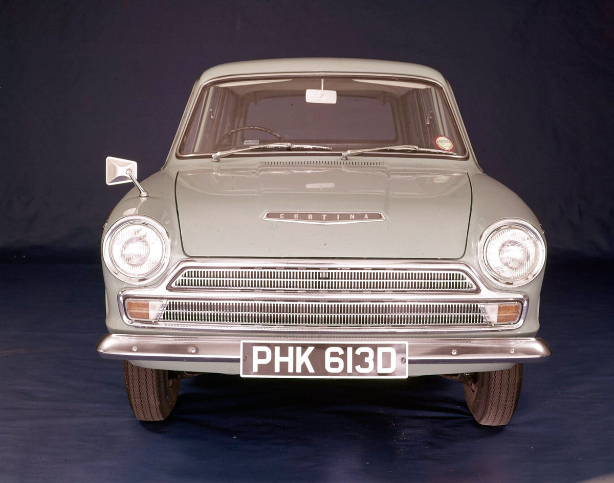 This archival image documents the 1966 Ford Cortina MK I Estate front view in studio and is preserved in the Ford Heritage Vault as part of Ford Motor Company's historic photographic archive. Free for personal, non-commercial use. Ford Heritage Va...