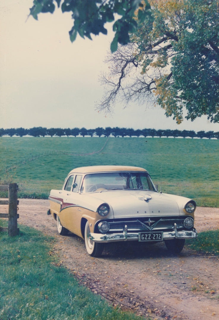 This archival image documents the 1958 Ford Customline Sedan Driver Side Front End View in Driveway FAP-2011-3 and is preserved in the Ford Heritage Vault as part of Ford Motor Company's historic photographic archive. Free for personal, non-commer...