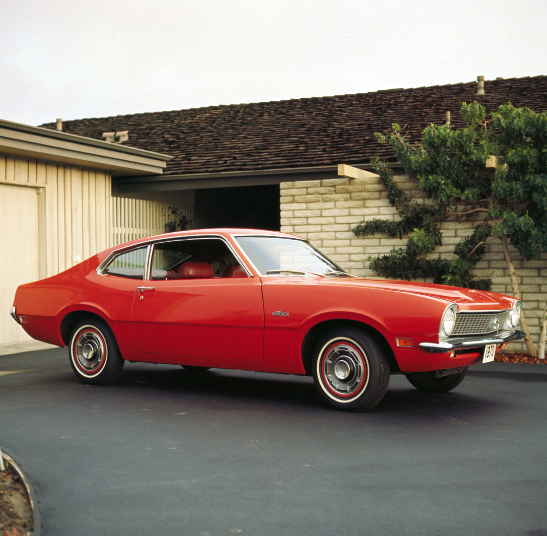 This archival image documents the 1970 Ford Maverick and is preserved in the Ford Heritage Vault as part of Ford Motor Company's historic photographic archive. Free for personal, non-commercial use. Ford Heritage Vault reference AR-2008-8.1.4.5632.