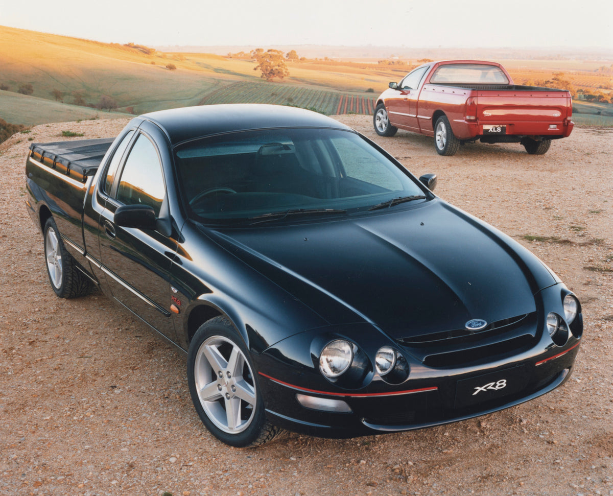 This archival image documents the 1999 Ford AU Falcon XR8 Utility 3/4 Front View and XLS Utility 3/4 Rear View FAP 2011-3 and is preserved in the Ford Heritage Vault as part of Ford Motor Company's historic photographic archive. Free for personal,...