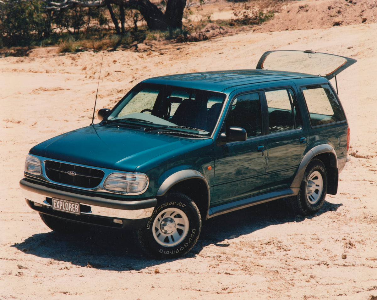 This archival image documents the 1997 Ford Explorer XL Passenger Side Front End View in the Outback FAP-2011-3 and is preserved in the Ford Heritage Vault as part of Ford Motor Company's historic photographic archive. Free for personal, non-comme...