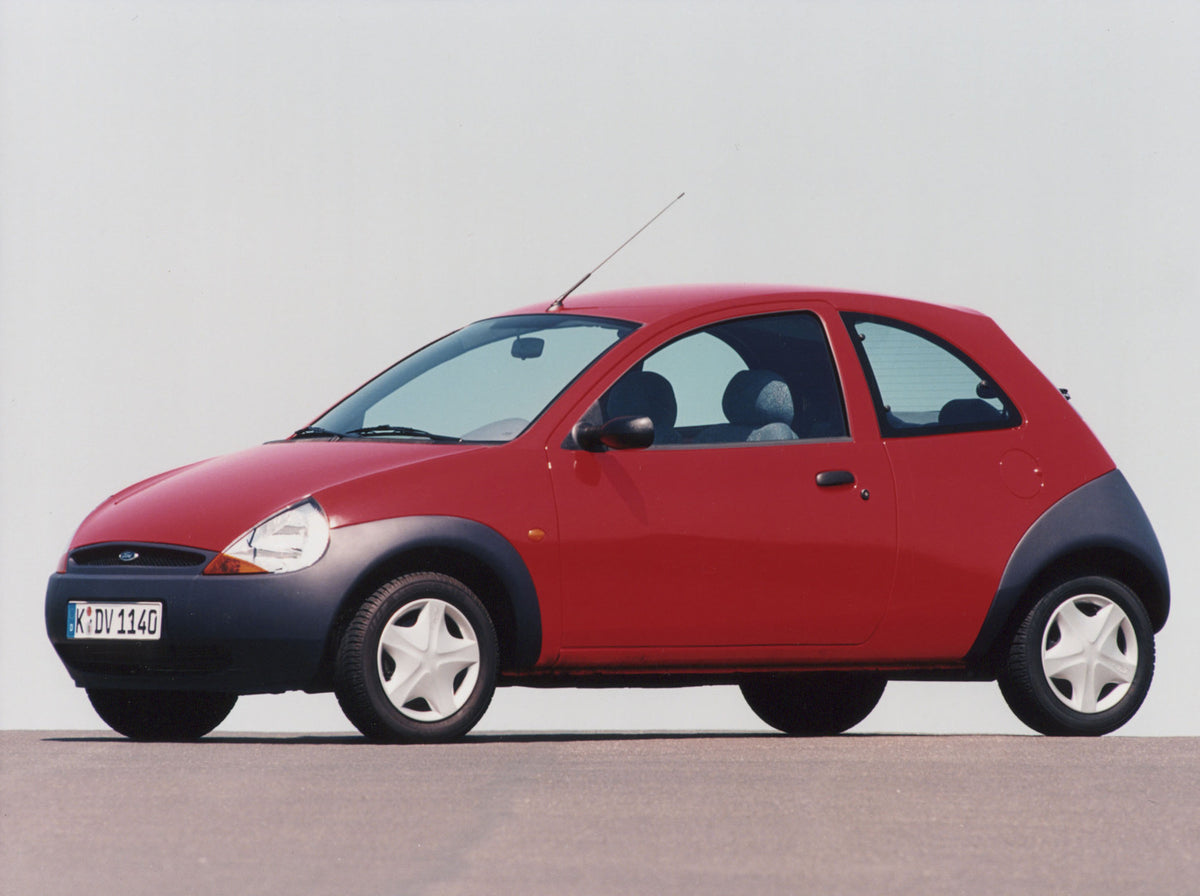 This archival image documents the 1998 Ford Ka with scenic sky and is preserved in the Ford Heritage Vault as part of Ford Motor Company's historic photographic archive. Free for personal, non-commercial use. Ford Heritage Vault reference AR-2008-...