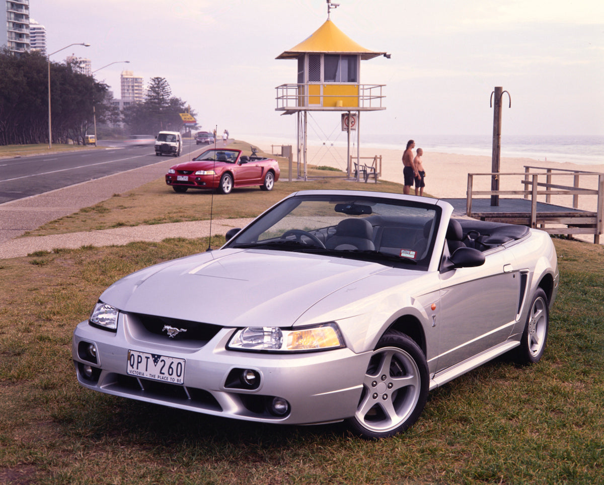 This archival image documents the 2001 Ford Mustang Cobra Convertible Passenger Side Front End View by the Beach FAP-2011-3 and is preserved in the Ford Heritage Vault as part of Ford Motor Company's historic photographic archive. Free for persona...