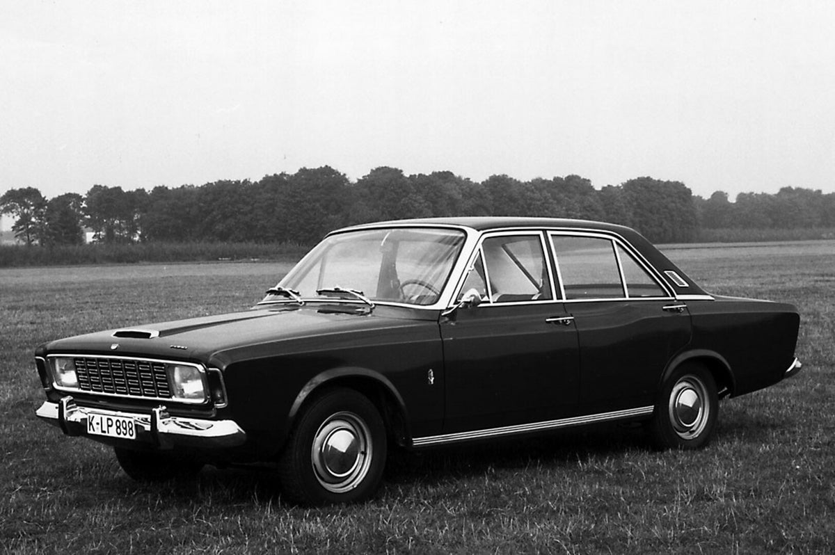 This archival image documents the 1968 Ford Taunus 20M in scenic field with trees and is preserved in the Ford Heritage Vault as part of Ford Motor Company's historic photographic archive. Free for personal, non-commercial use. Ford Heritage Vault...