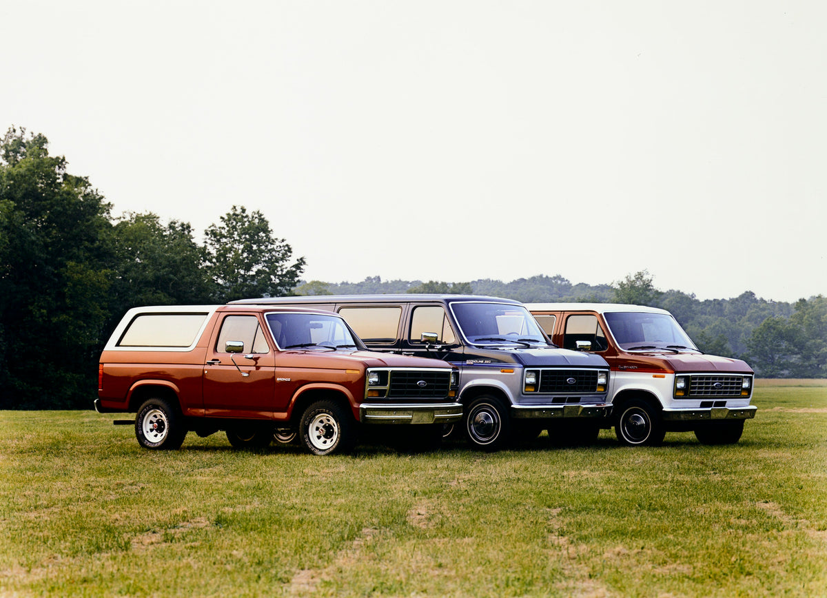 This archival image documents the 1984 Ford Bronco Econoline 250 Club Wagon and is preserved in the Ford Heritage Vault as part of Ford Motor Company's historic photographic archive. Free for personal, non-commercial use. Ford Heritage Vault refer...