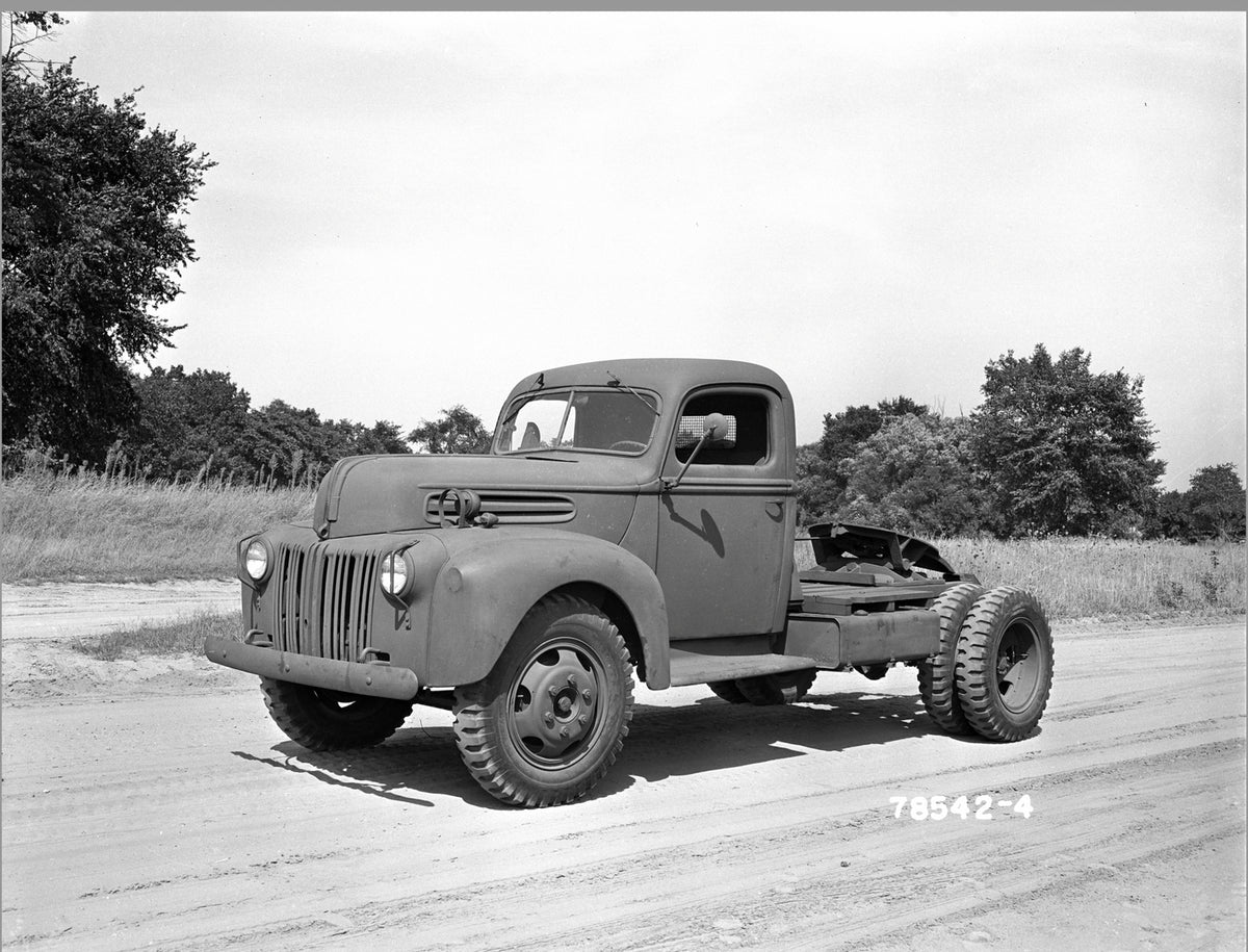 This archival image documents the 1943 Ford Model GATA tractor truck and is preserved in the Ford Heritage Vault as part of Ford Motor Company's historic photographic archive. Free for personal, non-commercial use. Ford Heritage Vault reference AR...